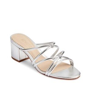 Women’s Schutz Princey Strappy Metallic Silver Leather Sandals Size 9.5 US!